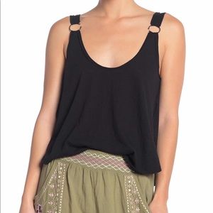 Free People crop tank black NWT Size ES
